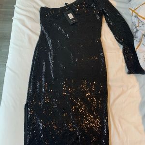 Fashion Nova One Shoulder Sequin Dress 